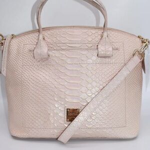 Dooney & Bourke Pink Pearl Croc Domed Satchel Bag